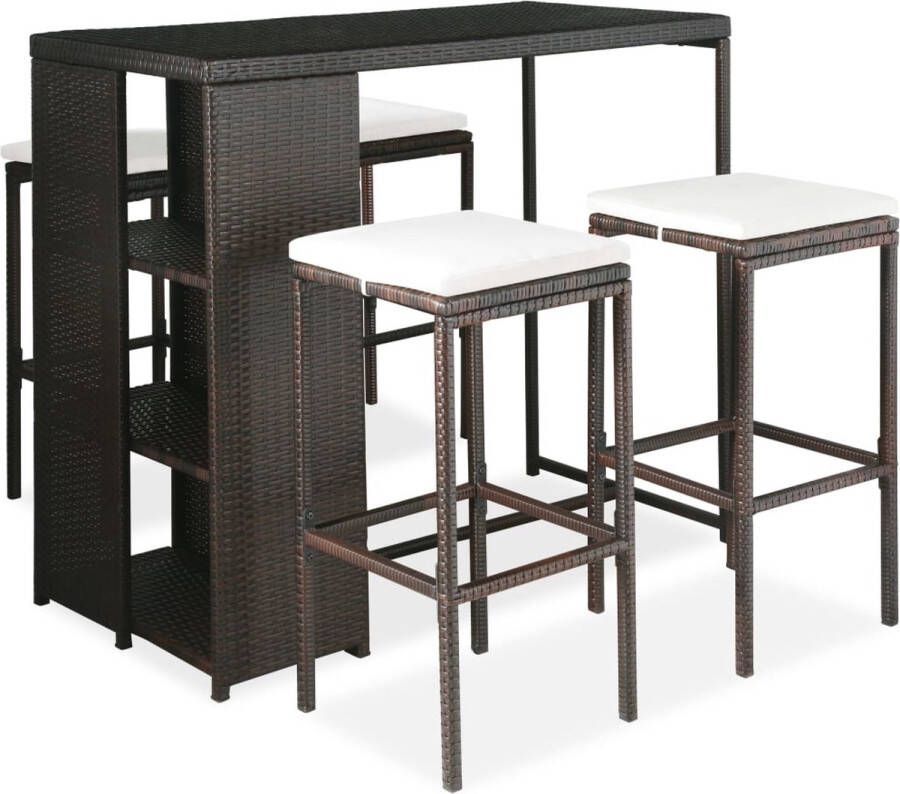 The Living Store Barset Rattan Bruin 4 krukken 120x60x110cm Weerbestendig