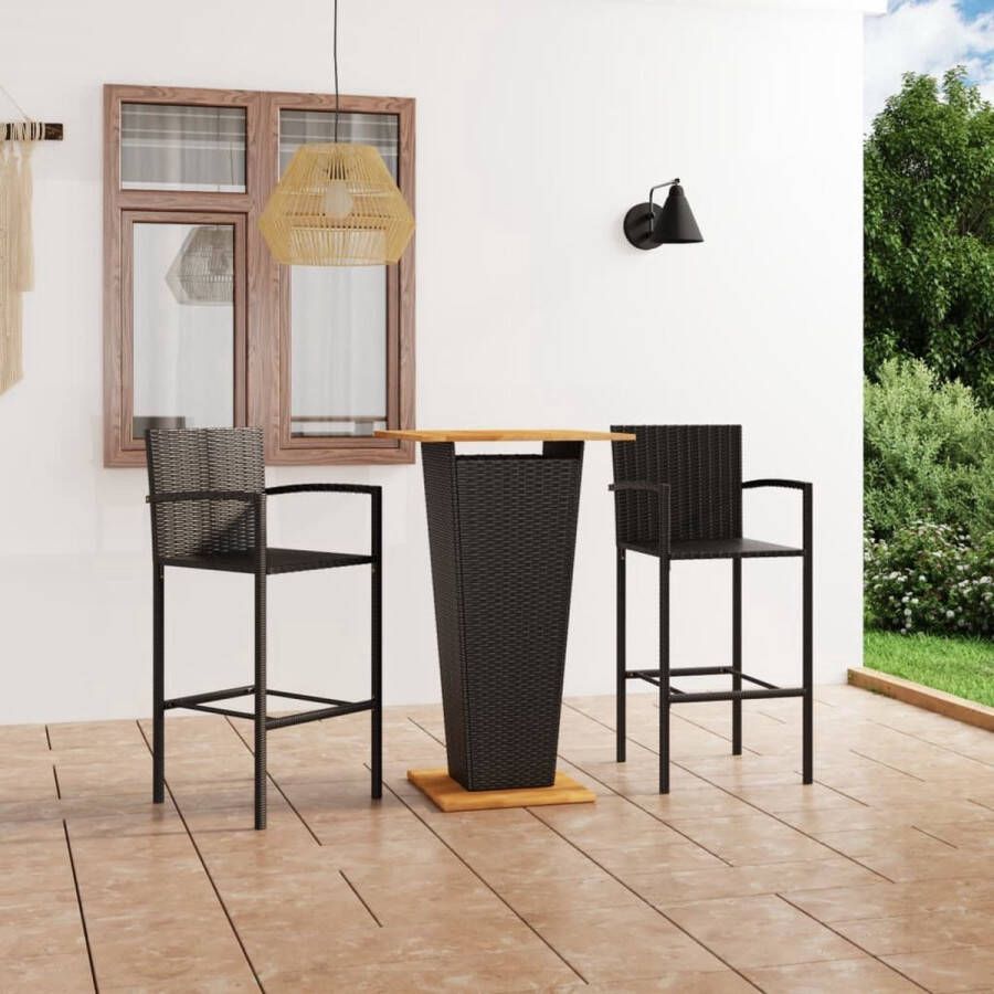 The Living Store Barset Tafel 60x60x110 cm Stoel 52x56x118 cm PE-rattan