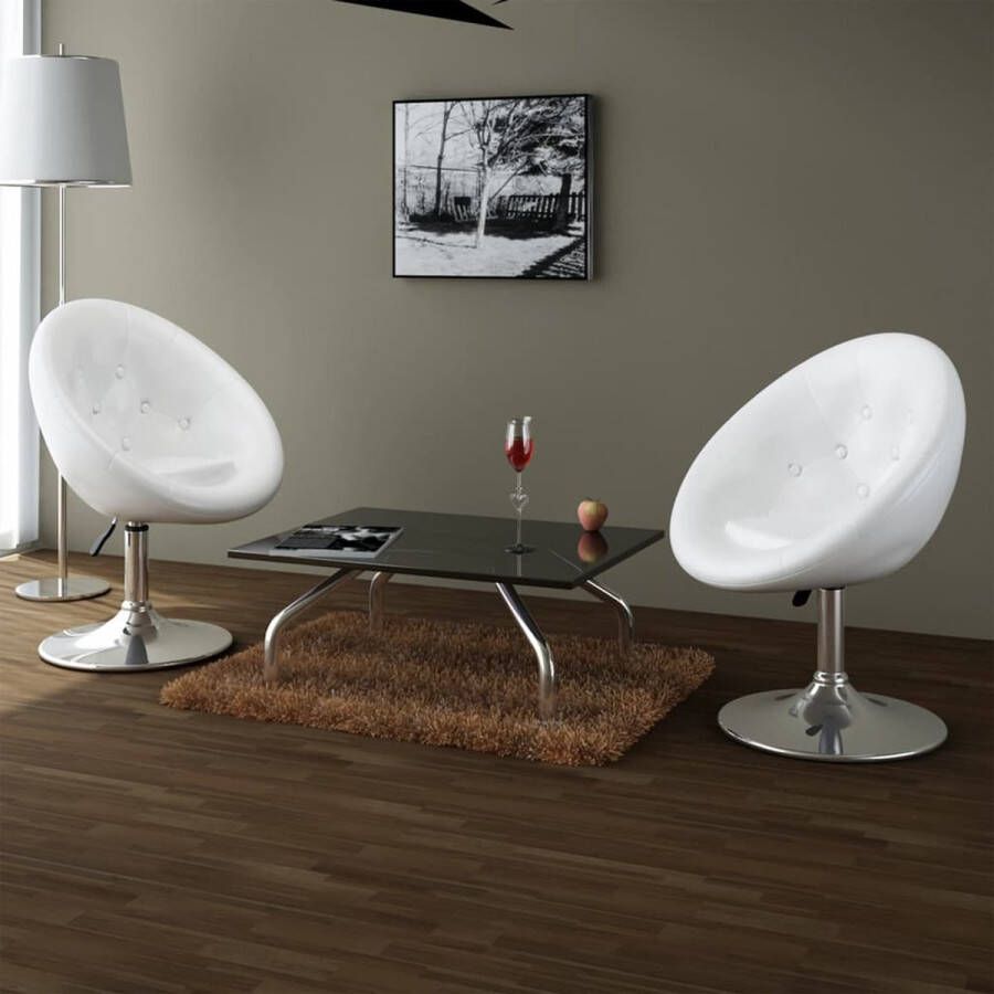The Living Store Loungestoel Wit Verstelbaar Stalen frame Gepolijst chroom 61x58 cm Safron