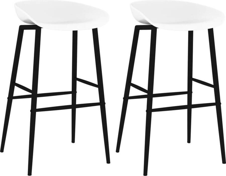 The Living Store Barstoelen Set van 2 PP en metaal 48 x 47.5 x 95.5 cm Wit Ergonomisch ontworpen zitting