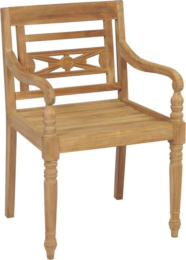 The Living Store Batavia Houten Stoelen Set van 4 Koningsblauwe Kussens 55 x 51.5 x 84 cm Montage vereist