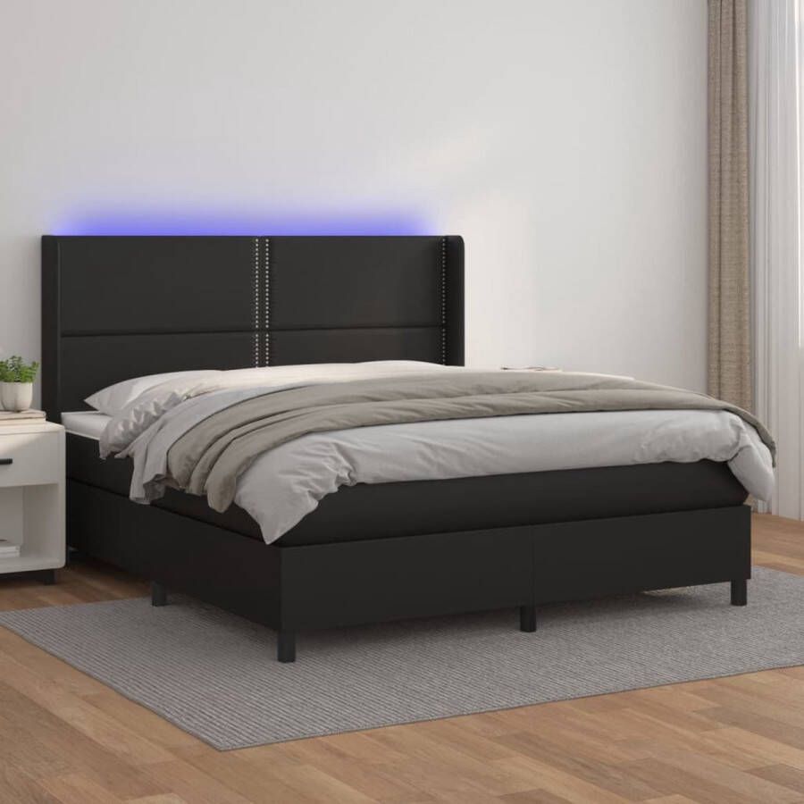 The Living Store Bed Boxspring Kunstleer 203 x 163 cm LED-verlichting