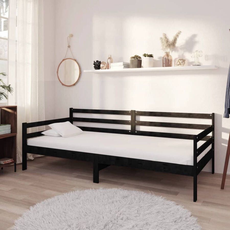 The Living Store Bedbank massief grenenhout zwart 90x200 cm Bedbank Bedbanken Bed Bank Bed Banken Slaapbank Slaapbanken Slaap Bank Slaap Banken Houten Bedbank Houten Bedbanken Houten Slaapbank