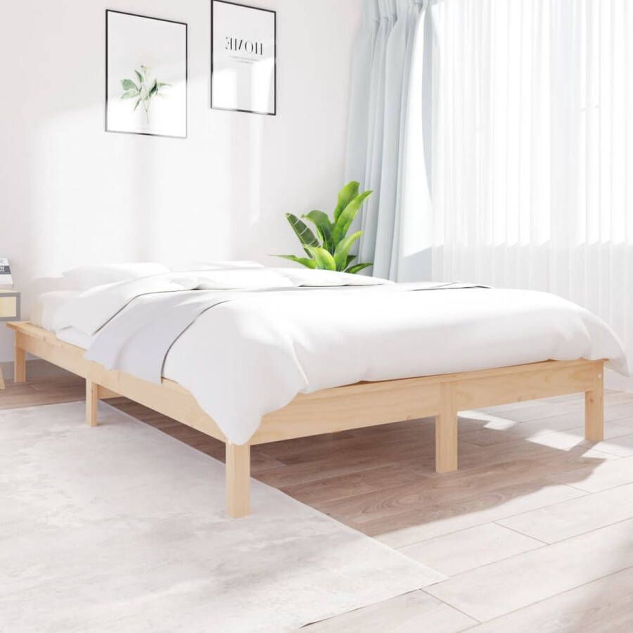 The Living Store Bedframe Grenenhout 212 x 161.5 x 26 cm 150 x 200 cm Stevig en stabiel