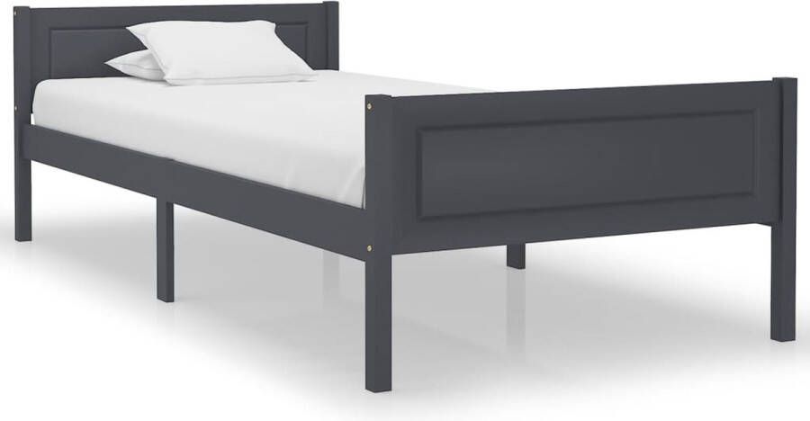 The Living Store Bedframe massief grenenhout grijs 100x200 cm Bedframe Bed Frame Bed Frames Bed Bedden 1-persoonsbed 1-persoonsbedden Eenpersoons Bed