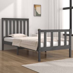 The Living Store Bedframe massief grenenhout grijs 75x190 cm 2FT6 small single Bedframe Bedframes Eenpersoonsbed Bed Bedombouw Enkel Bed Frame Bed Frame Ledikant Houten Bedframe Slaapmeubel