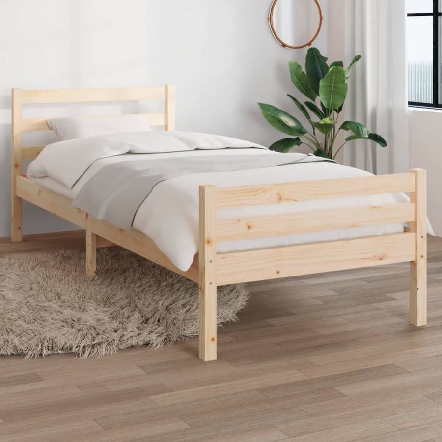 The Living Store Bedframe massief hout 90x200 cm Bedframe Bedframes Bed Bedbodem Ledikant Bed Frame Massief Houten Bedframe Slaapmeubel Eenpersoonsbed Bedden Bedbodems