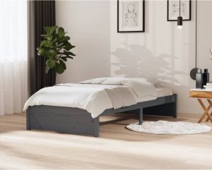 The Living Store Bedframe massief hout grijs 100x200 cm Bedframe Bedframes Bed Bedbodem Ledikant Bed Frame Massief Houten Bedframe Slaapmeubel Eenpersoonsbed Bedden Bedbodems