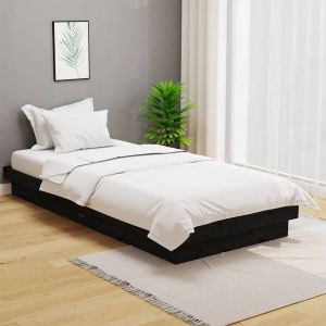 The Living Store Bedframe massief hout zwart 90x190 cm 3FT Single Bedframe Bedframes Eenpersoonsbed Bed Bedombouw Ledikant Houten Bedframe Eenpersoonsbedden Bedden Bedombouwen Ledikanten