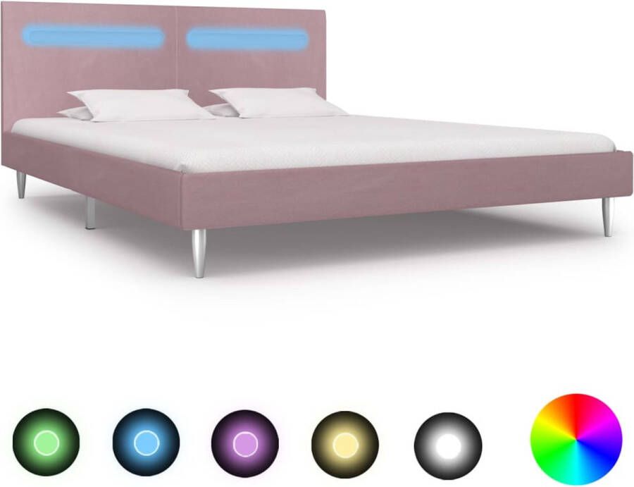 The Living Store Bedframe Roze LED-strip 208 x 185 x 81 cm 180 x 200 cm