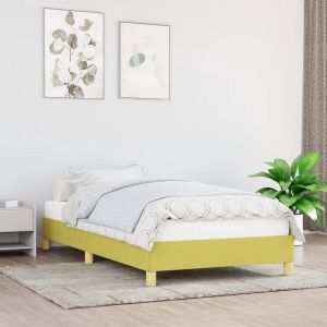 The Living Store Bedframe stof groen 100x200 cm Bedframe Bedframes Slaapmeubel Bedbodem Ledikant Eenpersoonsbed Slaapmeubels Slaapmeubelen Slaapmeubilair Bedbodems Ledikanten