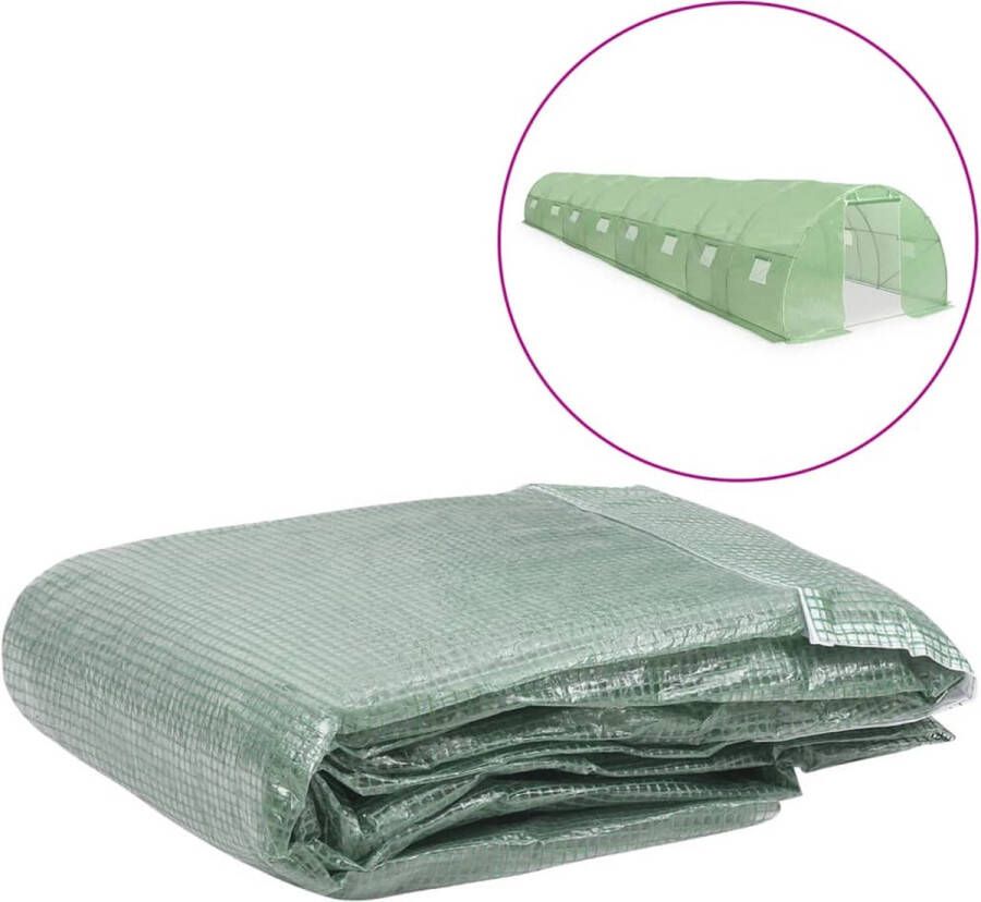 The Living Store Beschermhoes Kweekkas 300 x 1.200 x 200 cm Groen PE Met 16 ramen en deur
