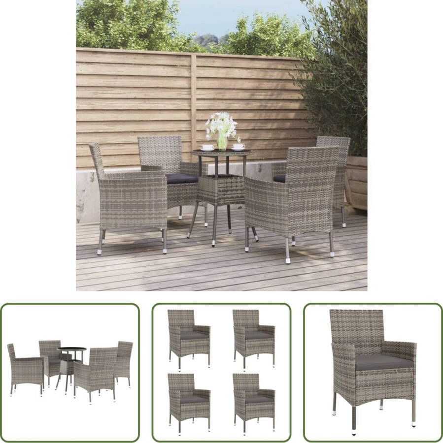 The Living Store Bistroset Grijs Poly Rattan 55 x 75 cm Duurzaam