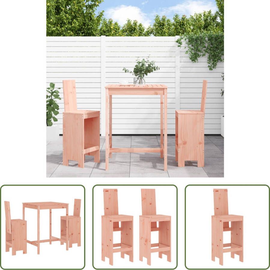 The Living Store Bistroset Houten Barkruk en Tuintafel 82.5 x 82.5 x 110 cm Massief Douglashout Comfortabele Zitting Breed Toepasbaar