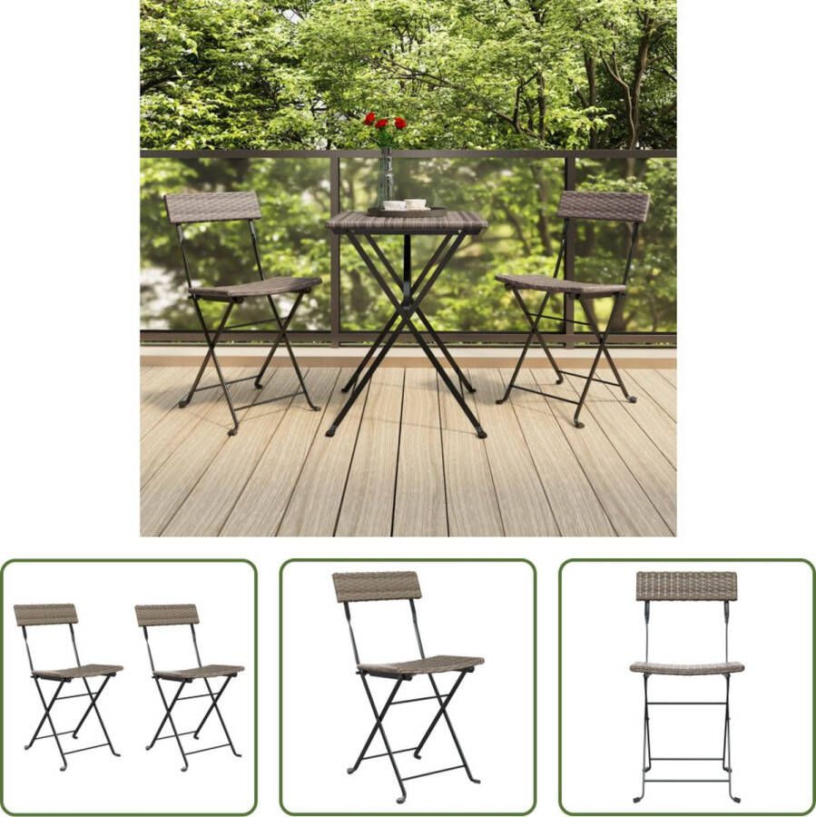 The Living Store Bistrostoel Grijs 40 x 45 x 79 cm PE-rattan en gepoedercoat staal