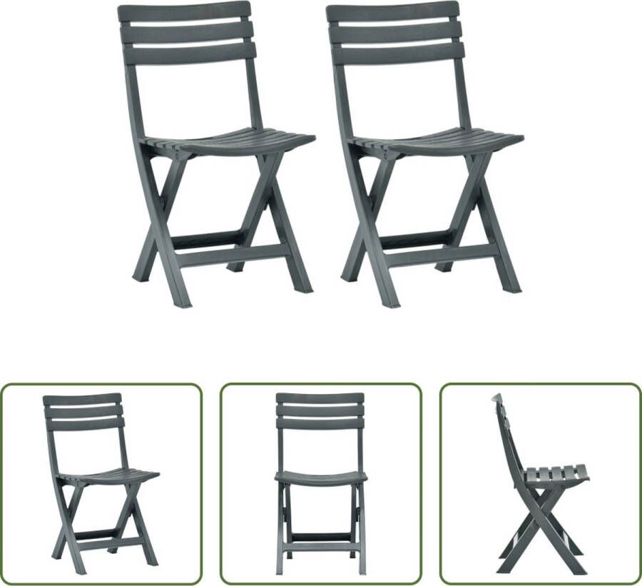 The Living Store Bistrostoelen Kunststof 44x41x78 cm Groen Weerbestendig Inklapbaar Set van 2