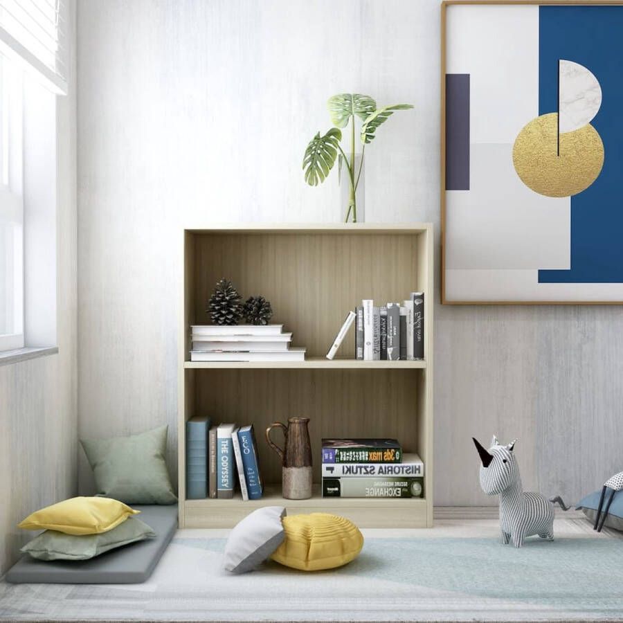 The Living Store Boekenkast 2-laags 60 x 24 x 74.5 cm Sonoma eiken