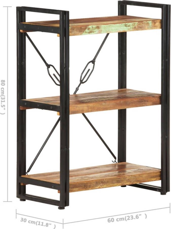 The Living Store Boekenkast 3-laags 60 x 30 x 80 cm Gerecycled hout Industriële stijl