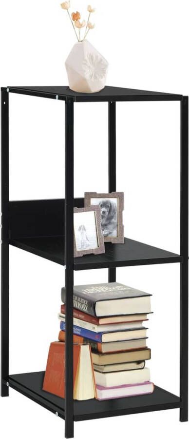 The Living Store Boekenkast 33.5 x 39.6 x 79.7 cm Zwart Spaanplaat en Staal Robuuste industriële stijl 3 schappen Eenvoudige montage