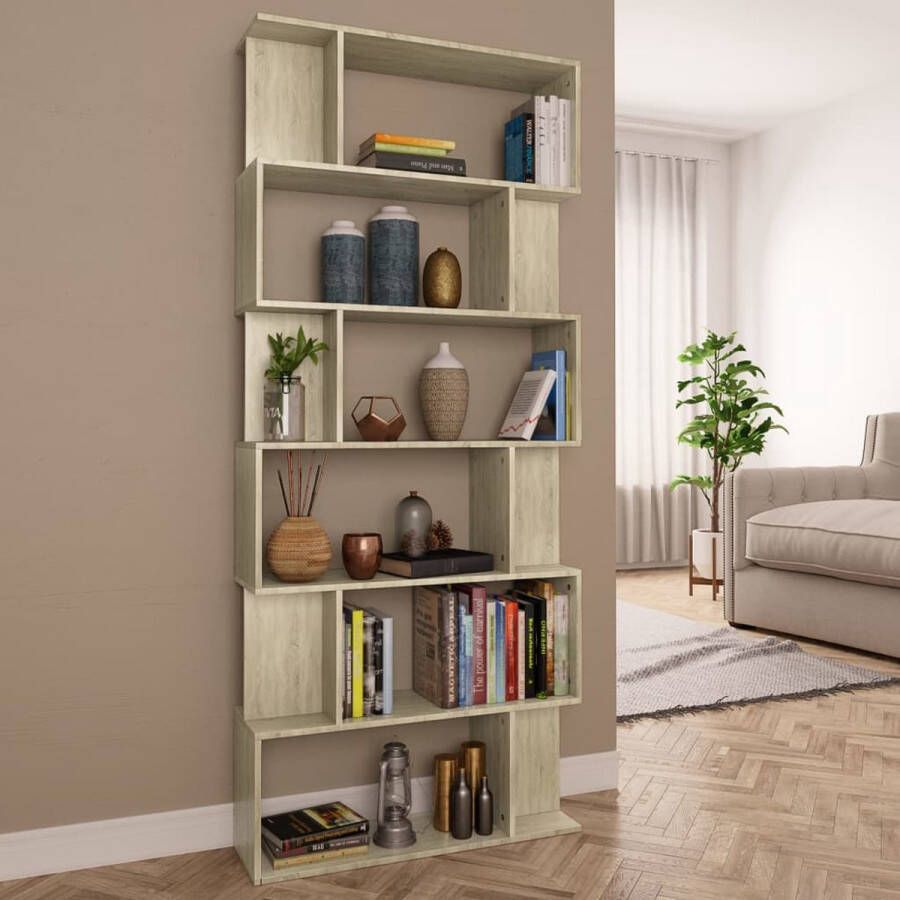 The Living Store Boekenkast 80 x 24 x 192 cm Sonoma eiken