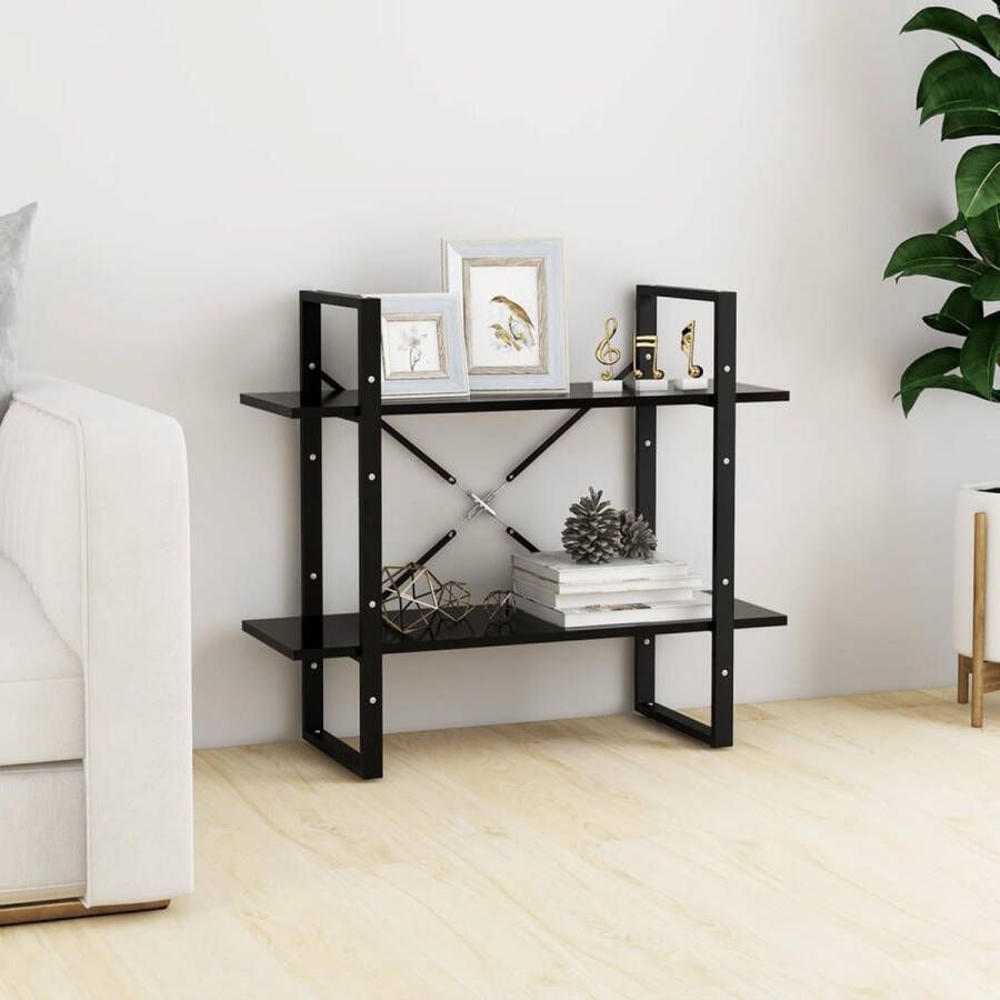 The Living Store Boekenkast 80x30x70 cm Zwart Spaanplaat en Metaal
