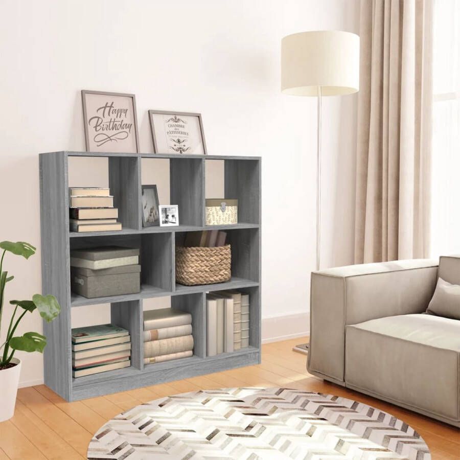 The Living Store Boekenkast 97.5 x 29.5 x 100 cm Grijs Sonoma Eiken