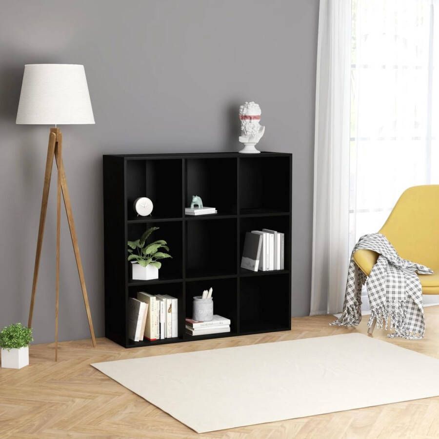 The Living Store Boekenkast 98x30x98 cm spaanplaat zwart Kast