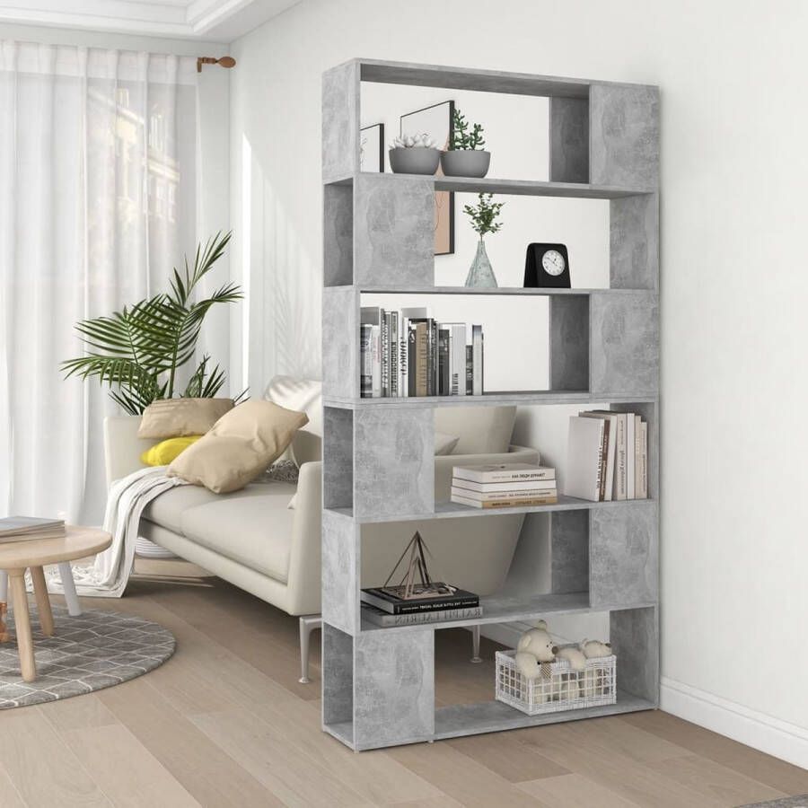 The Living Store Boekenkast Betongrijs 100 x 24 x 188 cm Montage vereist