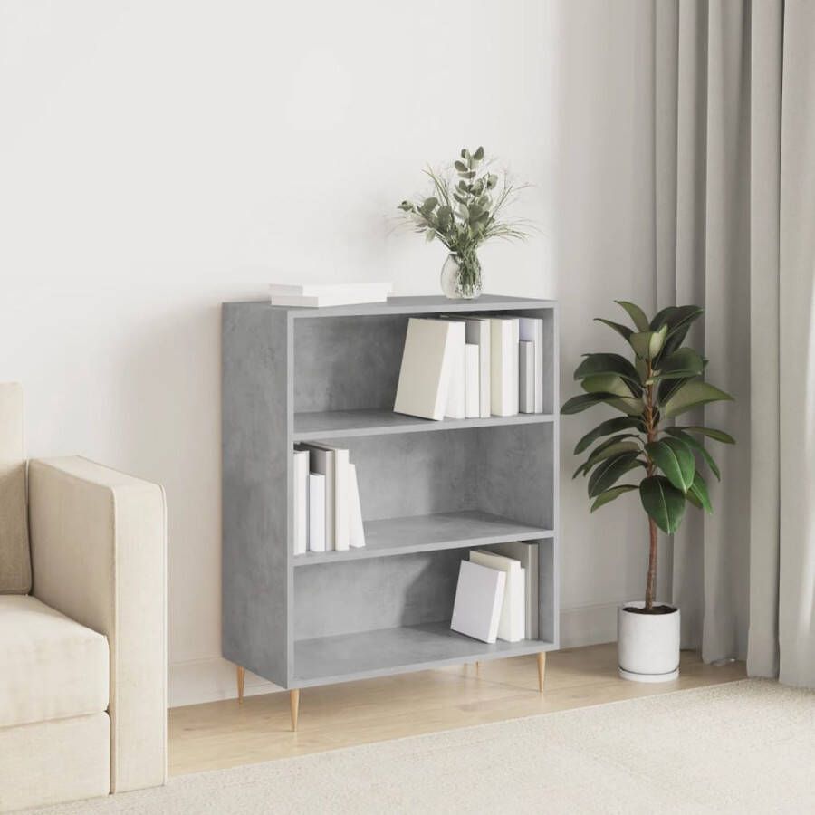 The Living Store Boekenkast Betongrijs 69.5 x 32.5 x 90 cm Bewerkt hout en metaal