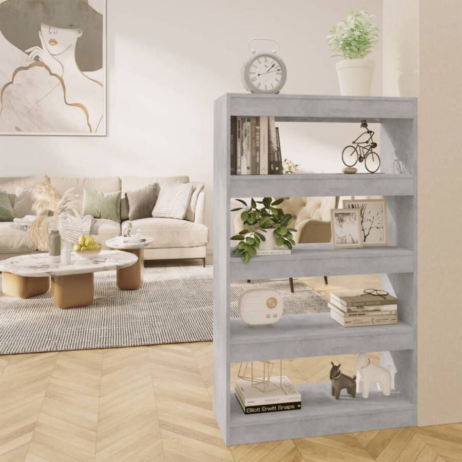 The Living Store Boekenkast Betongrijs 80x30x135 cm Houten Veelzijdig