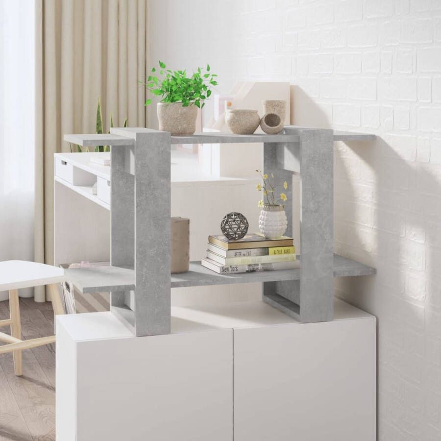 The Living Store Boekenkast Betongrijs 80x30x51 cm met 3 schappen bewerkt hout