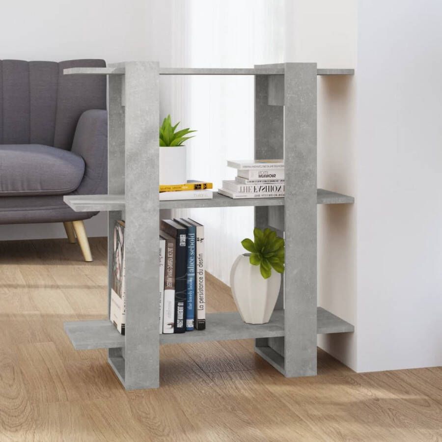 The Living Store Boekenkast Betongrijs 80x30x87 cm Houten decoratieve opbergkast