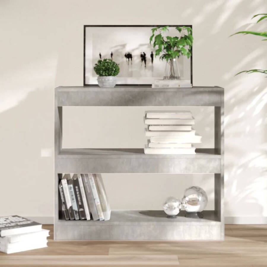 The Living Store Boekenkast Bewerkt Hout 80 x 30 x 72 cm Betongrijs