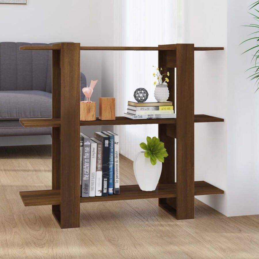 The Living Store Boekenkast Bruineiken 100x30x87cm Bewerkt hout