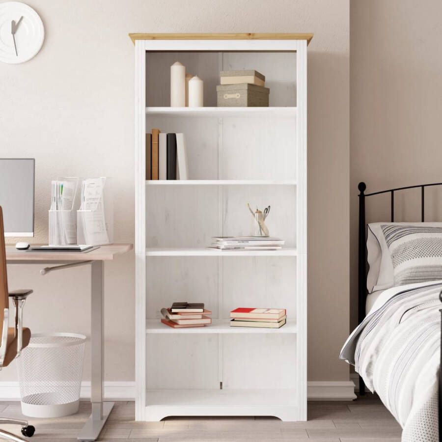 The Living Store Boekenkast Franse stijl Massief grenenhout 180 cm Wit bruin