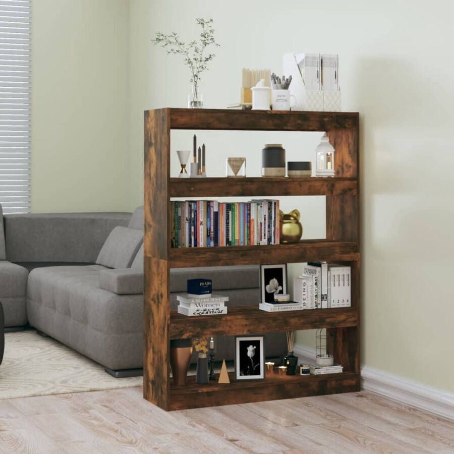 The Living Store Boekenkast Gerookt Eiken 100 x 30 x 135 cm Montage vereist
