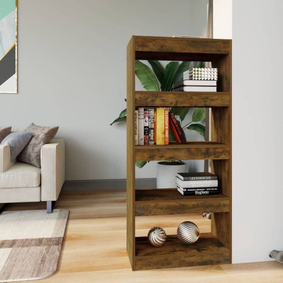 The Living Store Boekenkast Gerookt eiken 60 x 30 x 135 cm Stevig en veelzijdig Montage vereist