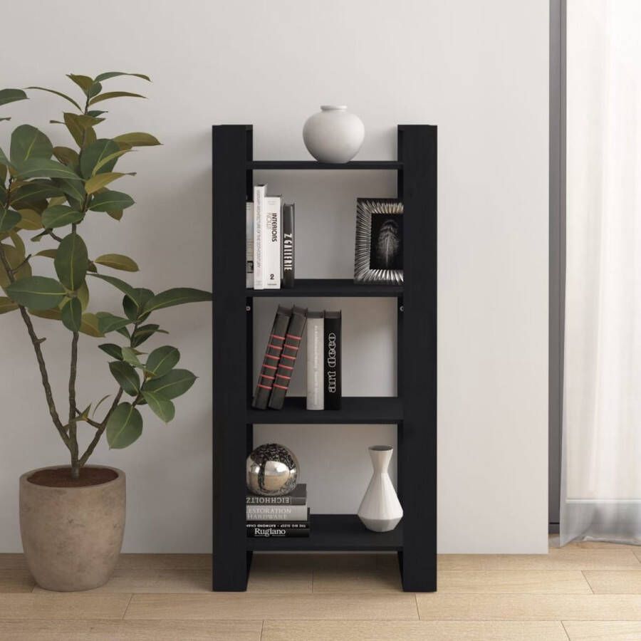 The Living Store Boekenkast Grenenhout 60 x 35 x 125 cm Zwart