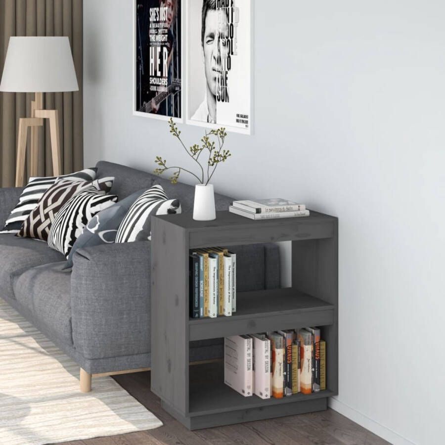 The Living Store Boekenkast Grenenhout 60 x 35 x 71 cm Grijs