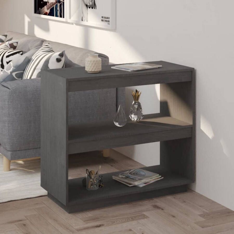 The Living Store Boekenkast Grenenhout Grijs 80 x 35 x 71 cm Wandmontage vereist