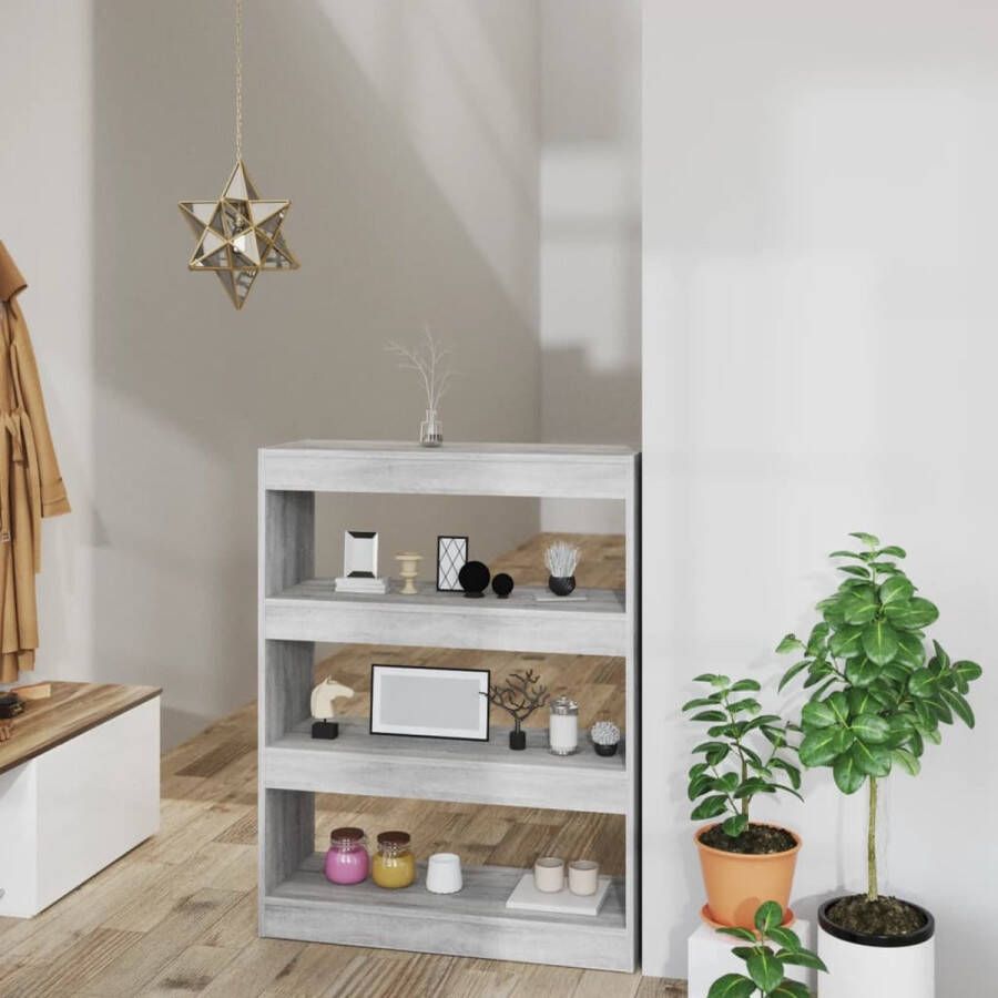 The Living Store Boekenkast Grijs Sonoma Eiken 80x30x103 cm Hout Montage vereist