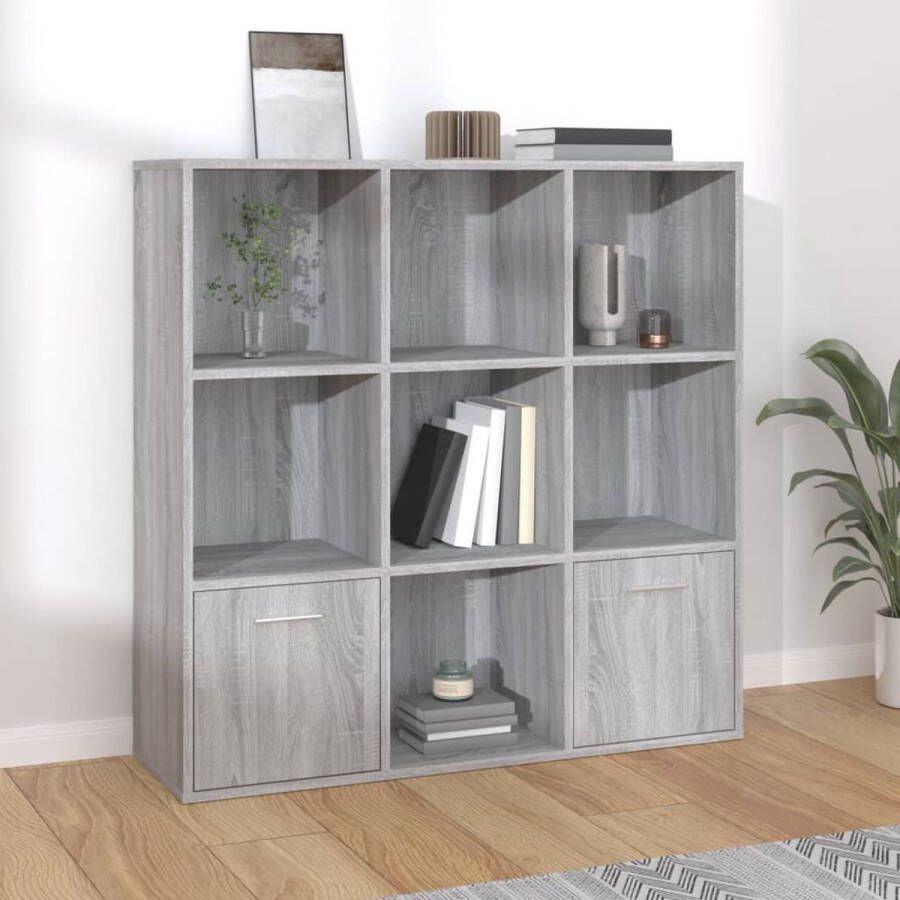 The Living Store Boekenkast Hout 98x30x98 cm Grijs Sonoma Eiken