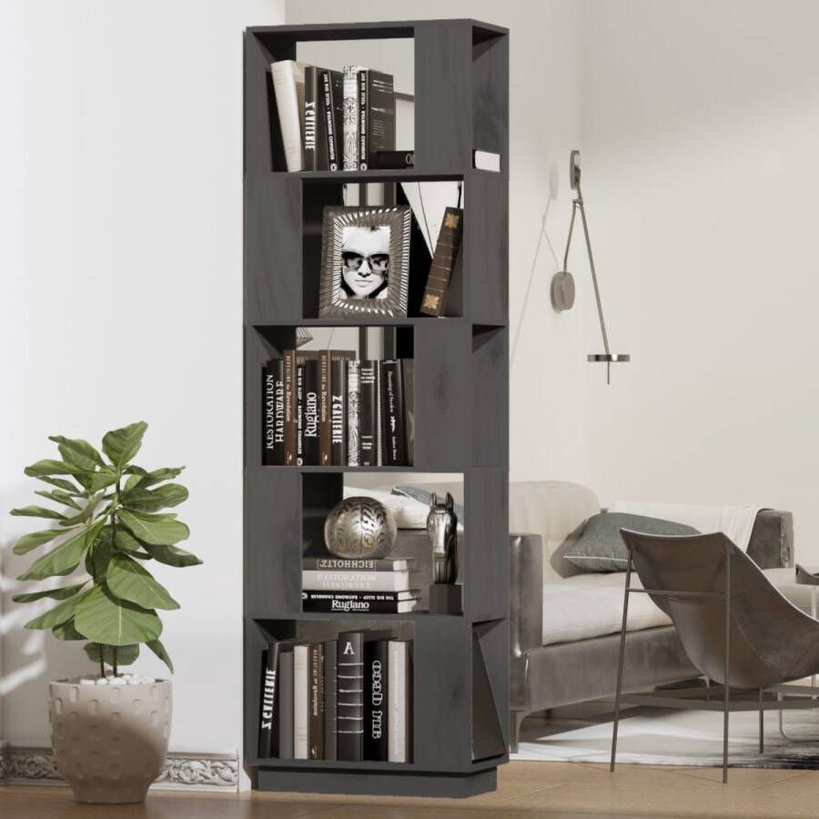 The Living Store Boekenkast Houten 51 x 25 x 163.5 cm Grijs