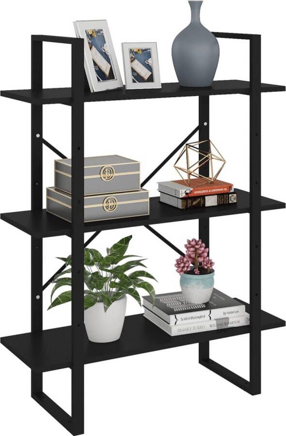 The Living Store Boekenkast Industrieel 80 x 30 x 105 cm Zwart