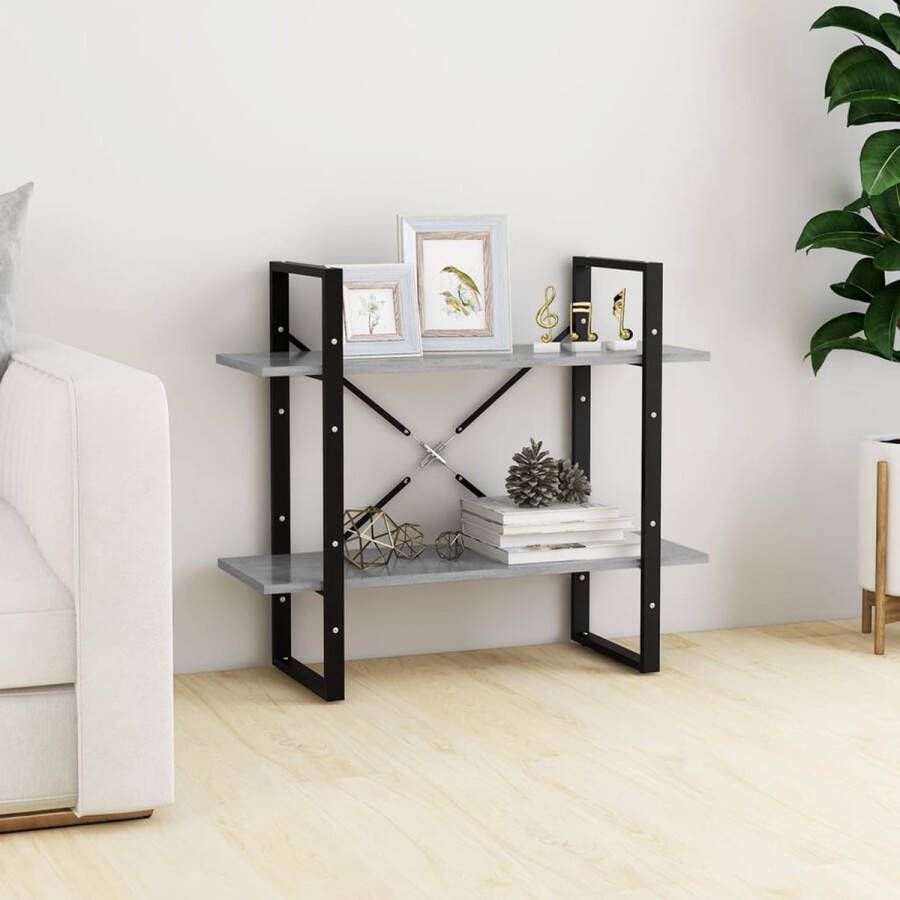 The Living Store Boekenkast Industrieel 80 x 30 x 70 cm Betongrijs