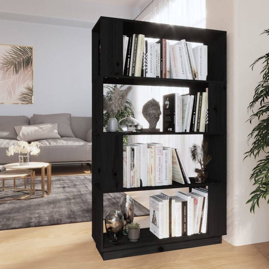 The Living Store Boekenkast Kamerscherm 80 x 25 x 132 Zwart