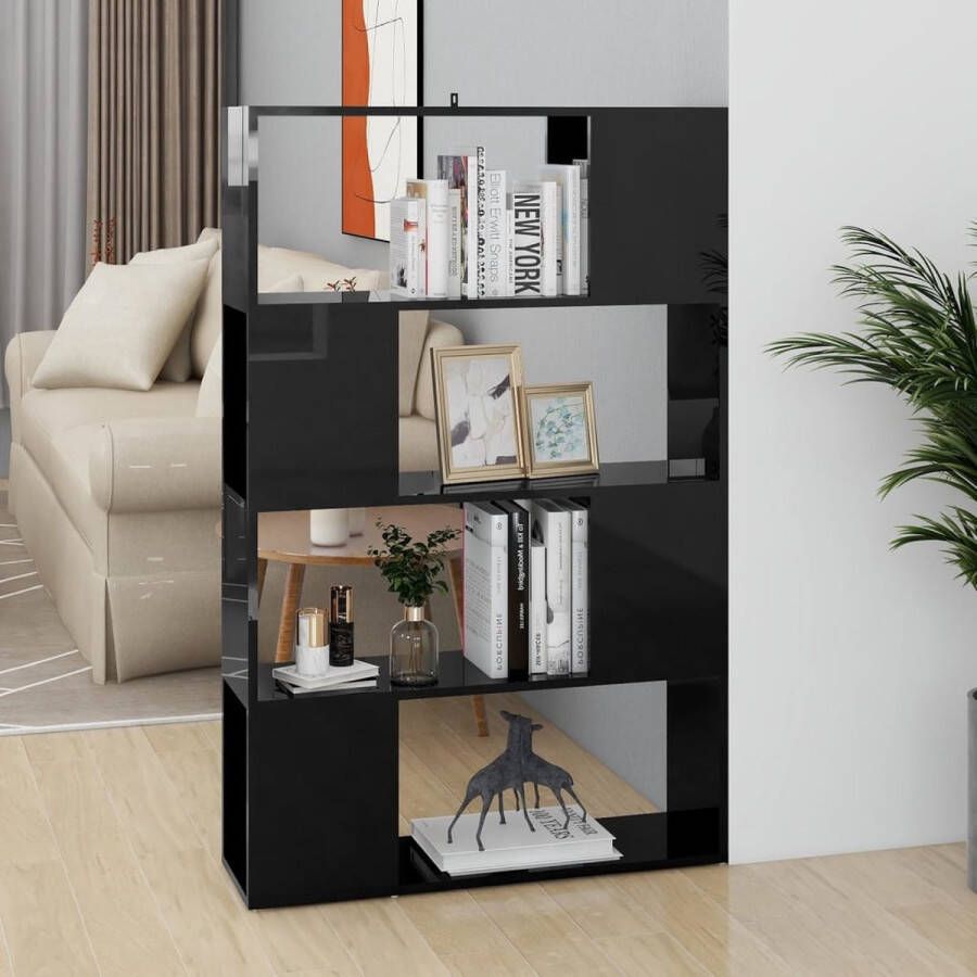The Living Store Boekenkast Kamerverdeler 80 x 24 x 124.5 cm Hoogglans zwart