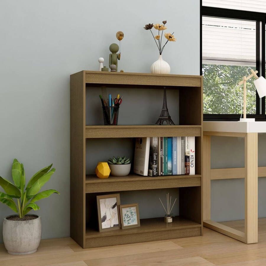 The Living Store Boekenkast Massief Grenenhout 100 x 30 x 103 cm Honingbruin