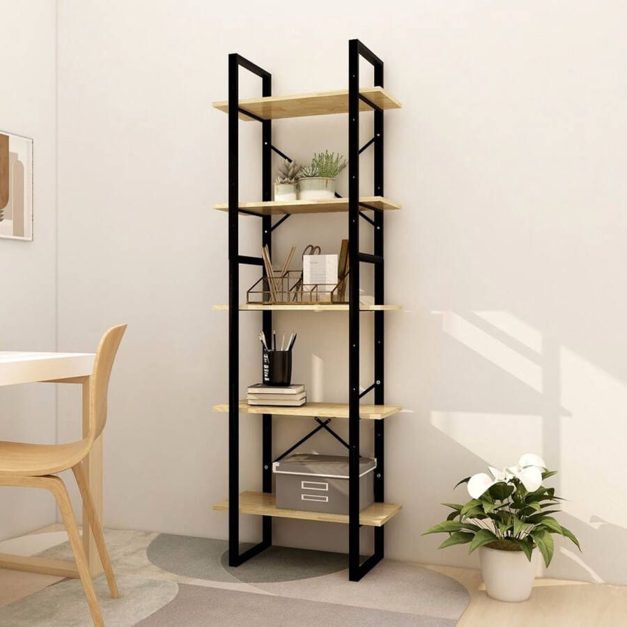 The Living Store Boekenkast Industrieel 60 x 30 x 105 cm Grenenhout en metaal