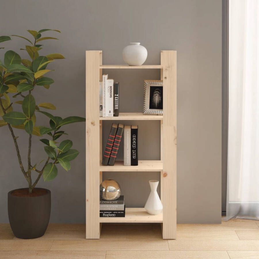 The Living Store Boekenkast Solid Pine 60 x 35 x 125 cm veelzijdige opbergruimte